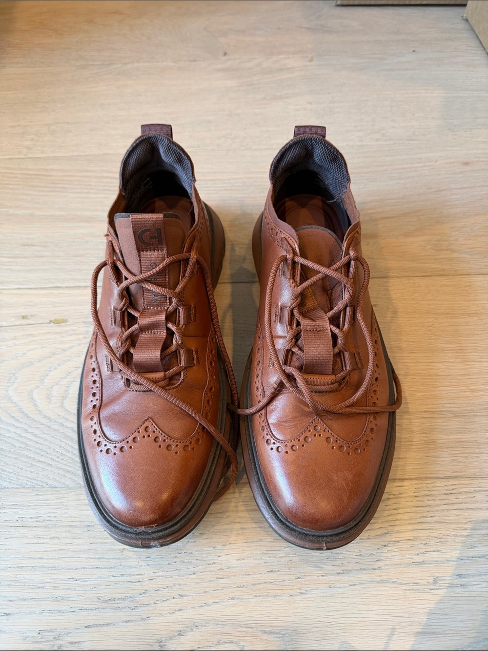 Cole Haan Men's Tan Leather Wingtip Derby Sneakers